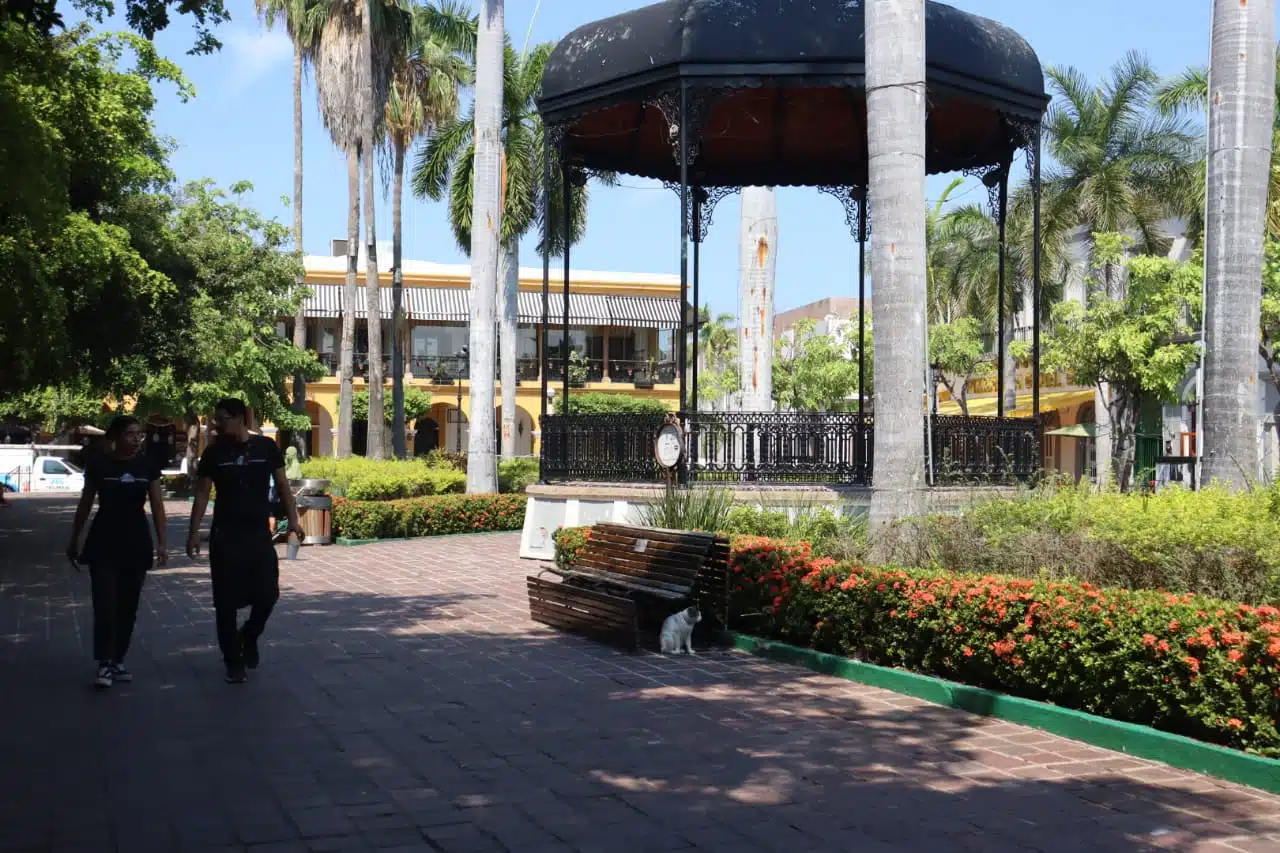 Personas caminando por el Centro Histórico de Mazatlán