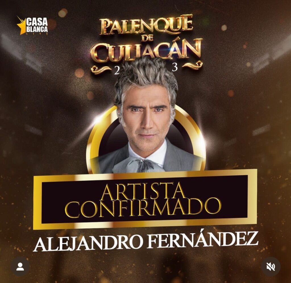 Alejandro Fernández confirmado para el Palenque de Culiacán 2023
