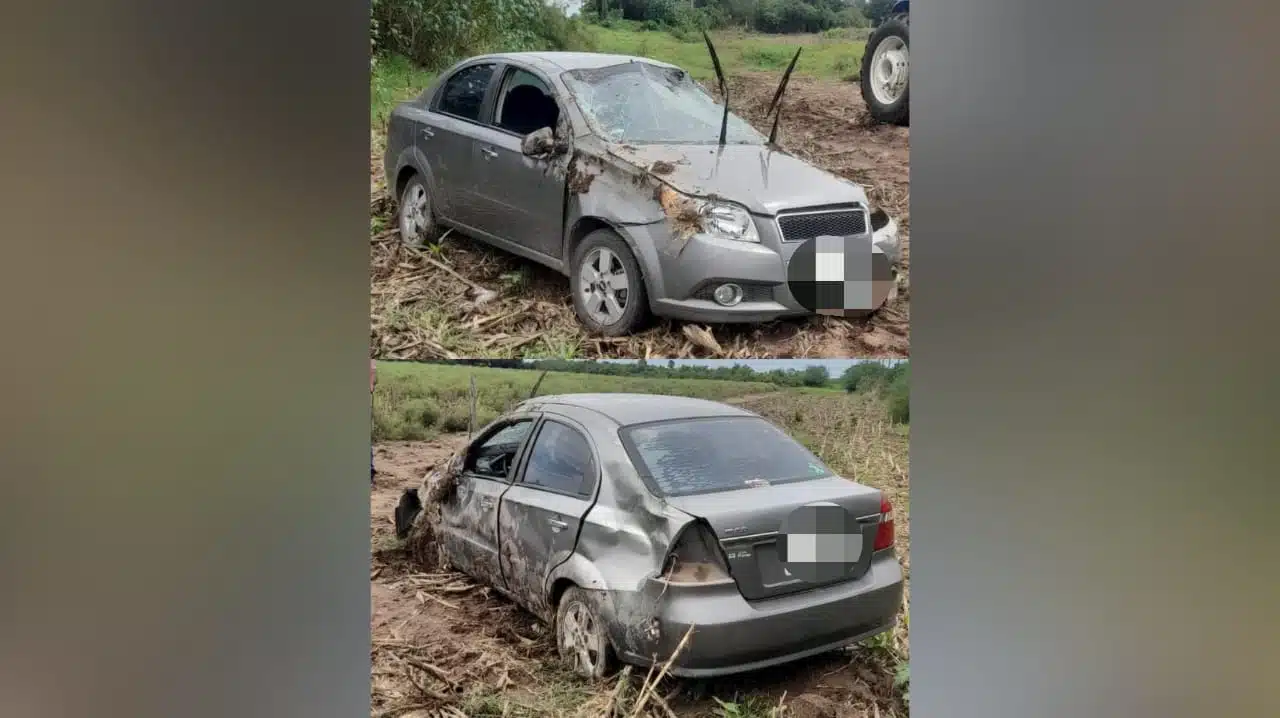 Aparatosa volcadura en carretera que dirige a playa Las Glorias