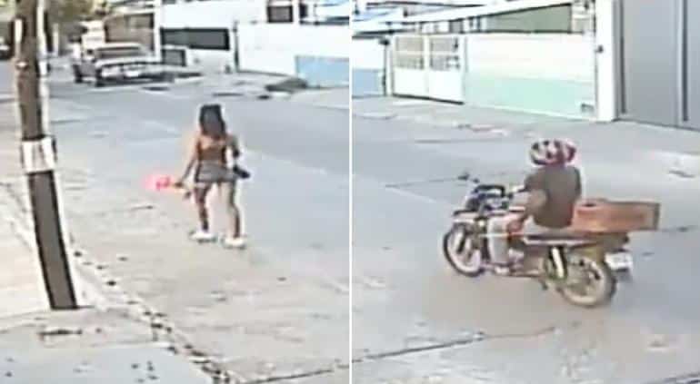 Hombre en moto con picahielos