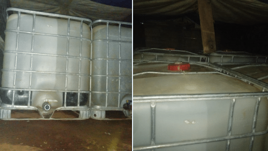 Bidones para transportar combustible robado