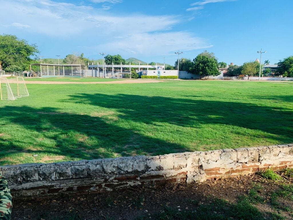 Un campo con césped