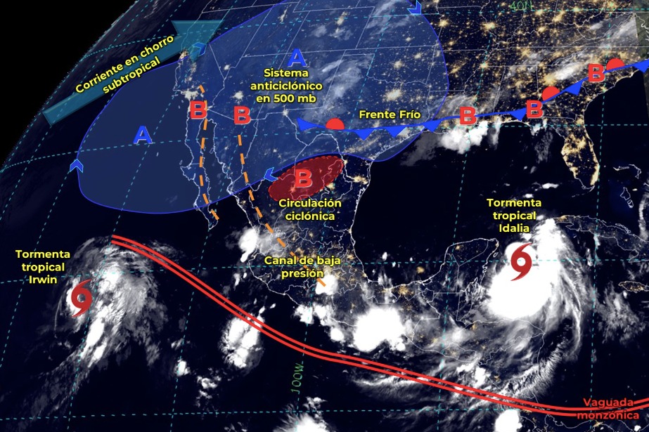 Mapa del Servicio Meteorológico Nacional con sistemas activos