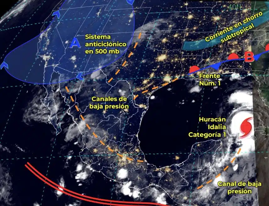 Mapa del Servicio Meteorológico Nacional con sistemas activos