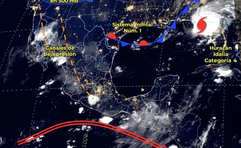 Mapa del Servicio Meteorológico Nacional con sistemas activos