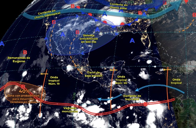 Mapa del Servicio Meteorológico Nacional con sistemas activos