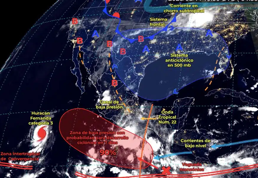 Mapa del Servicio Meteorológico Nacional con sistemas activos