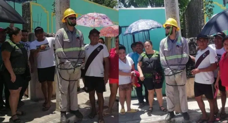 Empleado de CFE amarrado