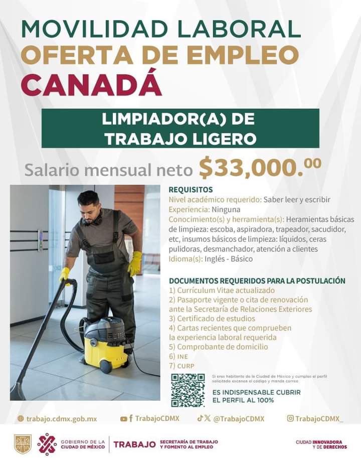Canadá habilita vacante con sueldo de 33 mil pesos