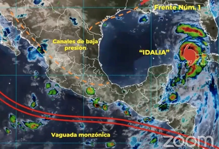Mapa del Servicio Meteorológico Nacional con sistemas activos