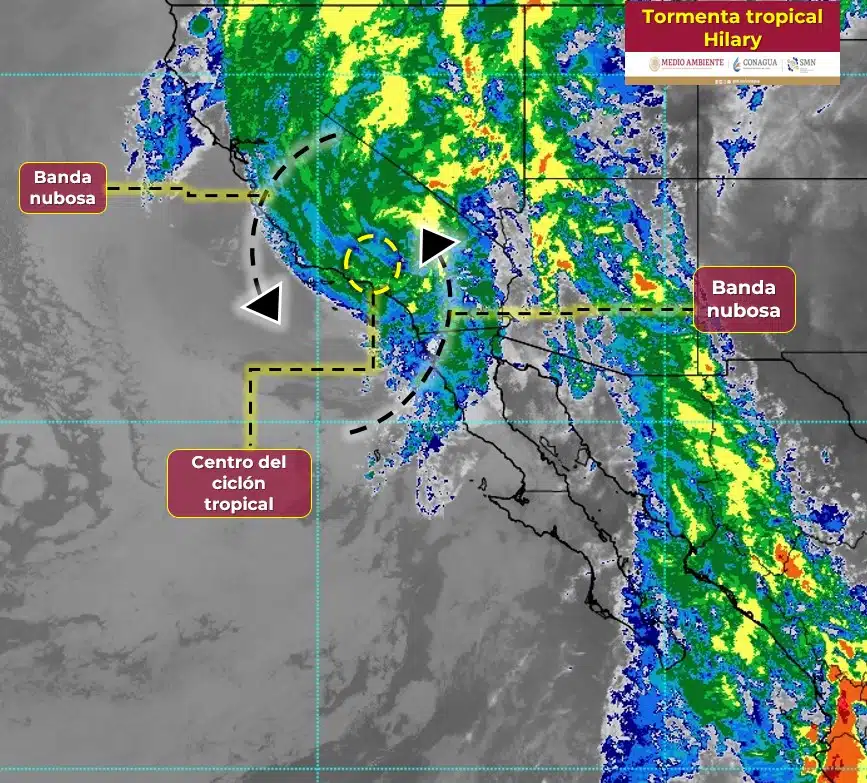 Lluvias intensas y muy fuertes por Hilary en Baja California y Sonora