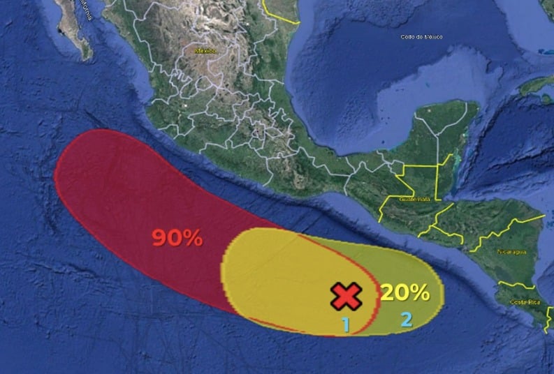 Mapa de sistemas tropicales