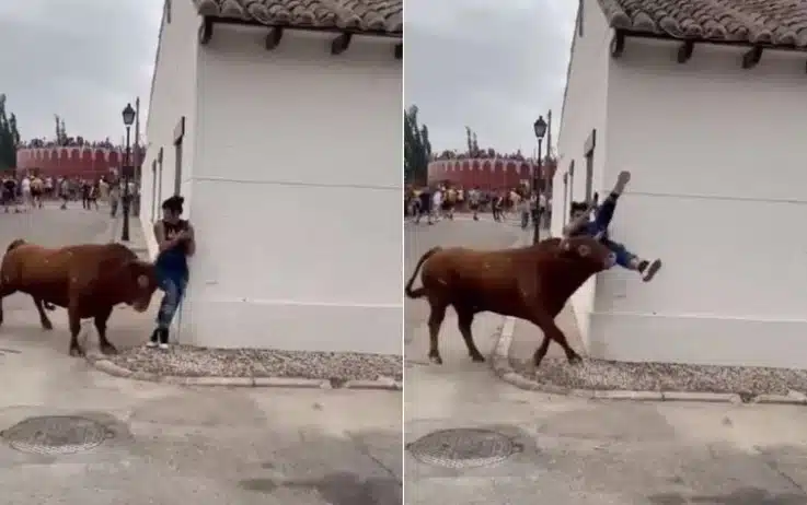 Joven atacada por toro en España