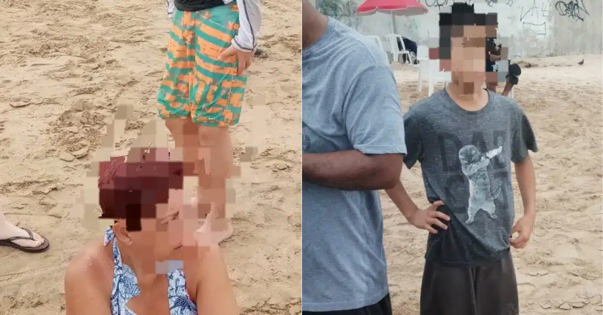 Turistas rescatados en la playa con sus rostros difuminados