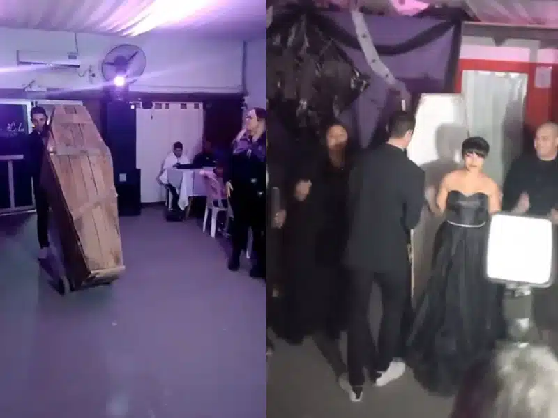 Quinceañera se hace viral por llegar a su fiesta en un ataúd.