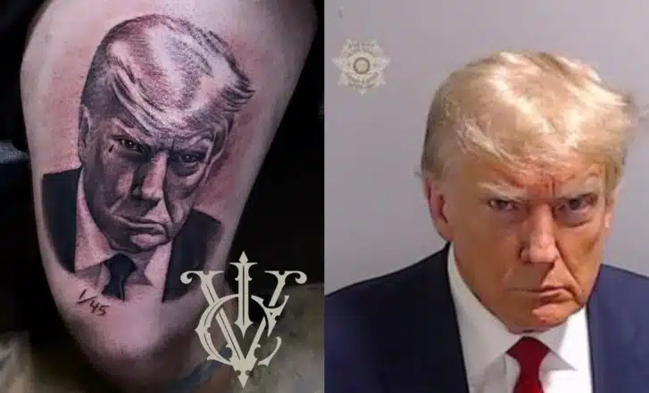 Se tatúan foto policial de Donald Trump