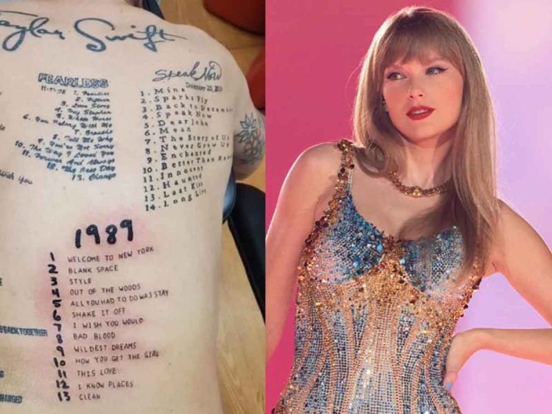 Fan se tatúa todas las canciones de Taylor Swift