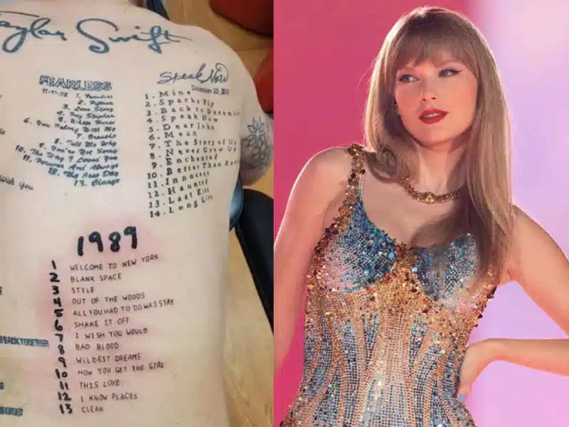 Fan se tatúa todas las canciones de Taylor Swift