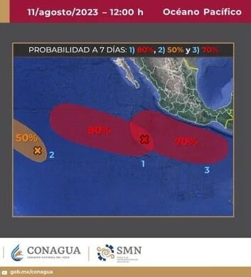 Alerta alto potencial ciclónico del océano Pacífico ¡Fernanda, Greg y Hilary en proceso!