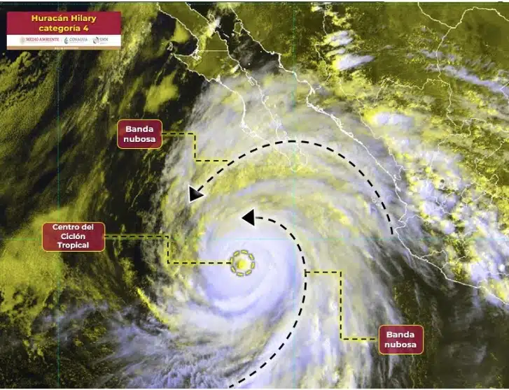 Ubicación del huracán Hilary en el Pacífico mexicano. Conagua