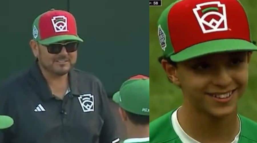 Francisco Fimbres y un jugador de la liga infantil