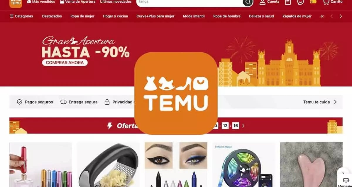 Página oficial de Temu 