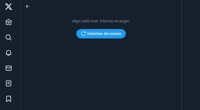 Así se vía la app caída de "X"