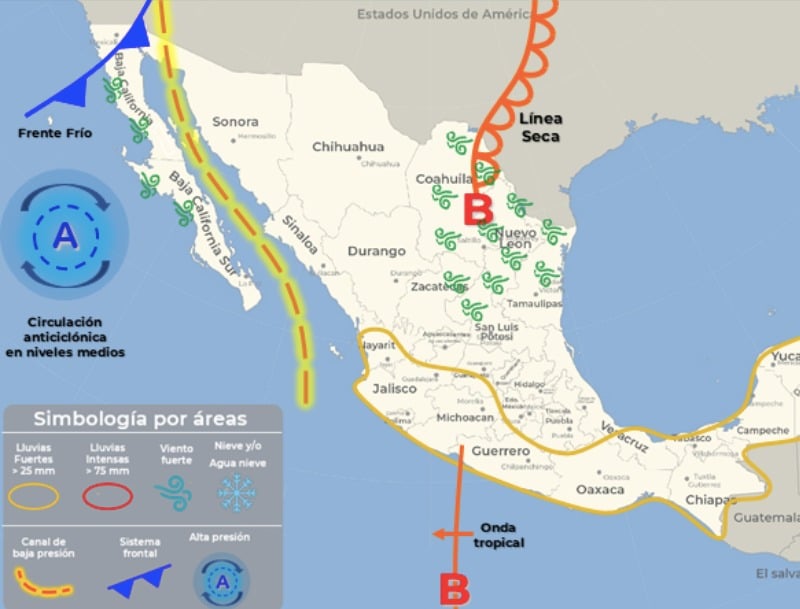 Mapa de clima frente frío