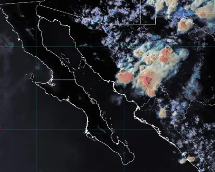 Mapa del noroeste del país donde se muestra actividad de probables lluvias