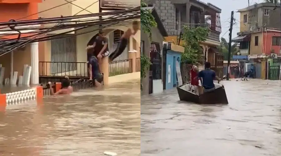 Dos fotos de las inundaciones en República Dominicana
