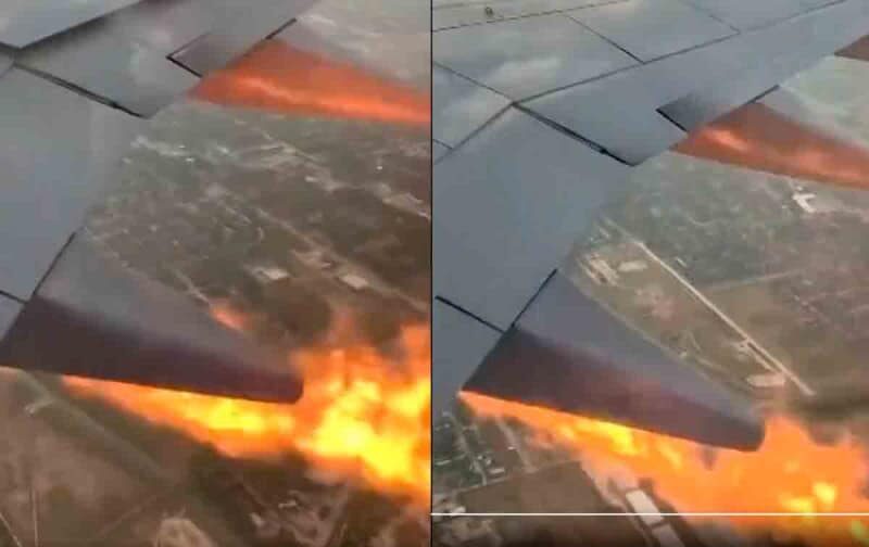 Se viraliza video de motor de avión explotando en pleno vuelo