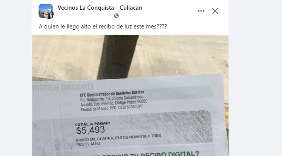 Un recibo de la CFE