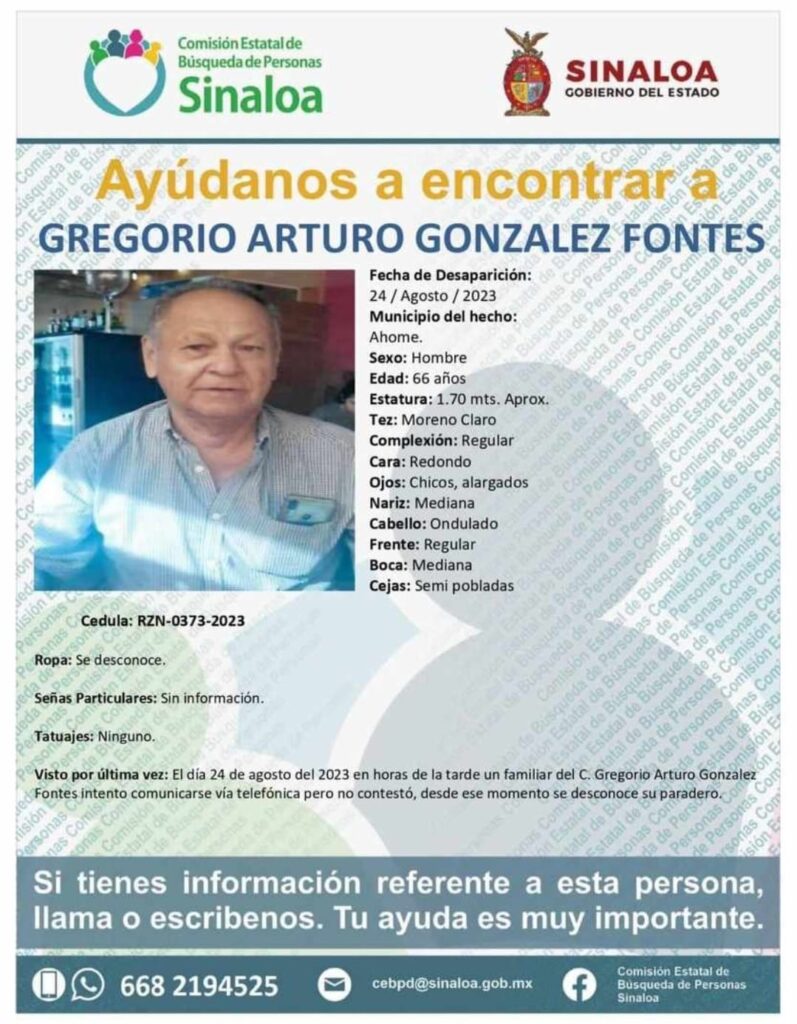 Ficha de búsqueda de Gregorio Arturo González Fontes