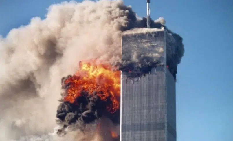 Torres gemelas durante el 11 de septiembre