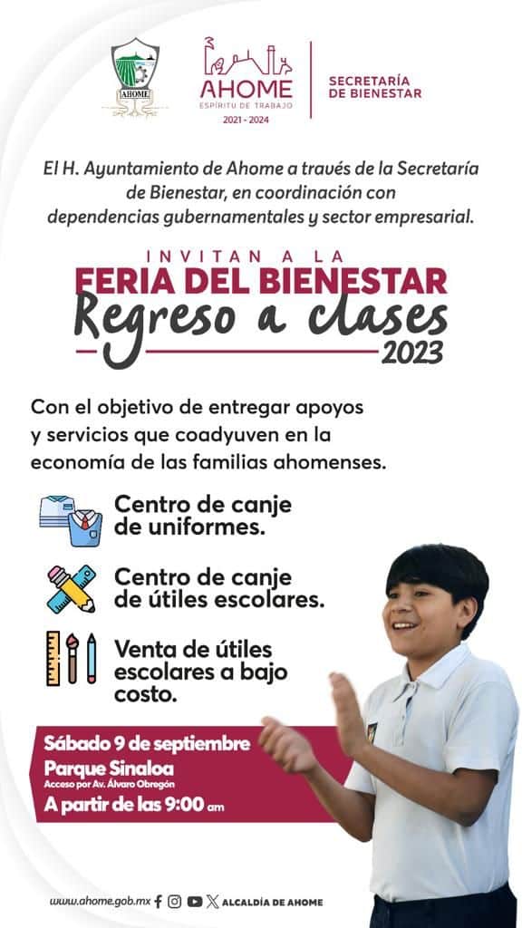Imagen publicitaria para la Feria del Bienestar "Regreso a Clases"
