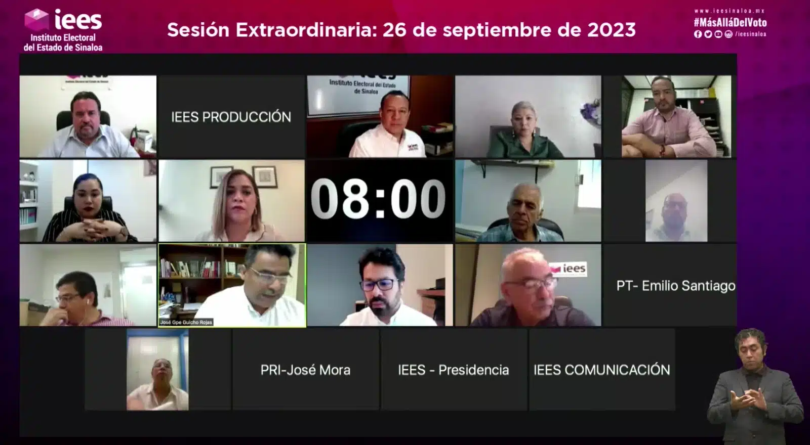 Sesión virtual extraordinaria del Consejo General del Instituto Electoral del Estado de Sinaloa (IEES)