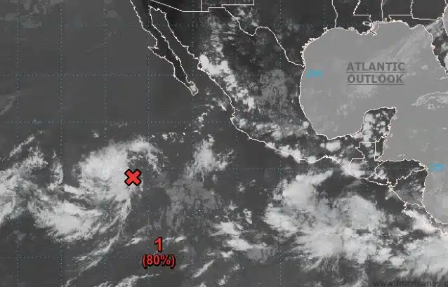 Mapa en el que se muestra una zona de baja presión