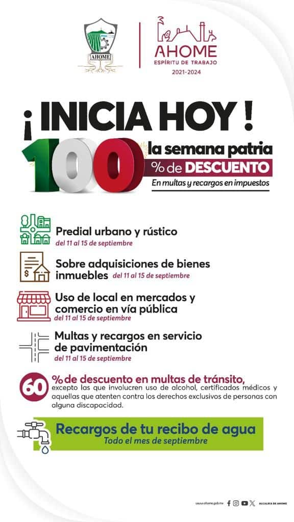 Cartel con el anuncio de descuentos para un municipio