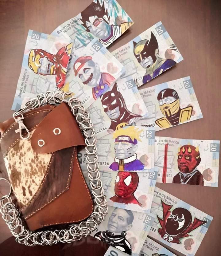 Billetes con dibujos de caricaturas