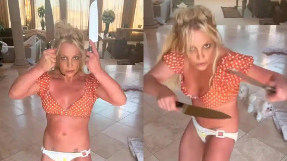 Britney Spears preocupa al realizar peligroso baile con cuchillos