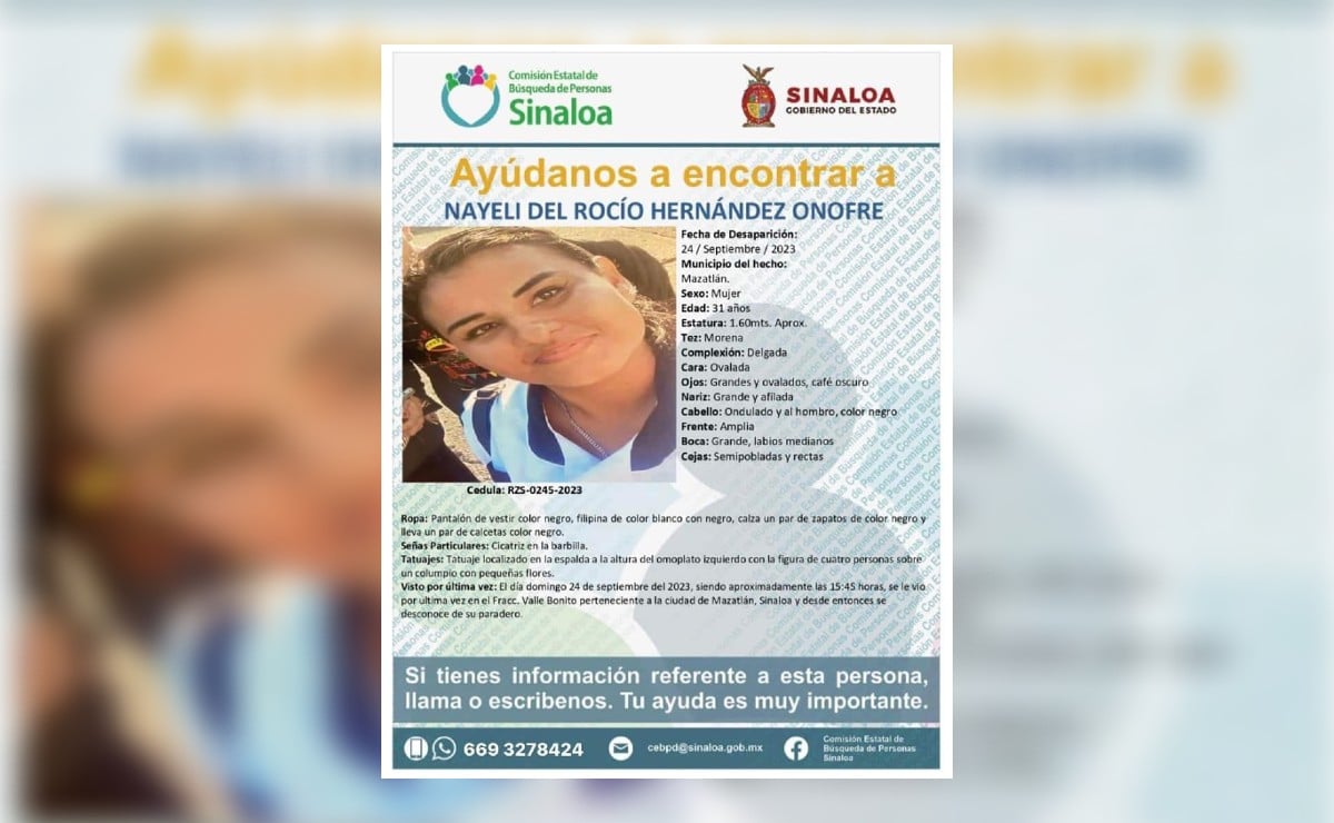 Búsqueda de Nayeli del Rocío en Mazatlán