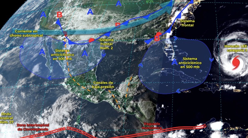 Mapa del Servicio Meteorológico Nacional con sistemas activos