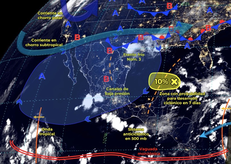 Mapa del Servicio Meteorológico Nacional con sistemas activos