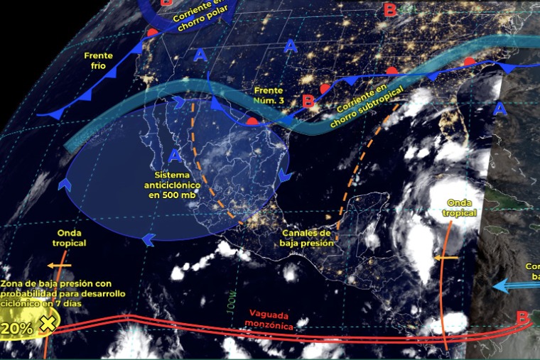 Mapa del Servicio Meteorológico Nacional con sistemas activos