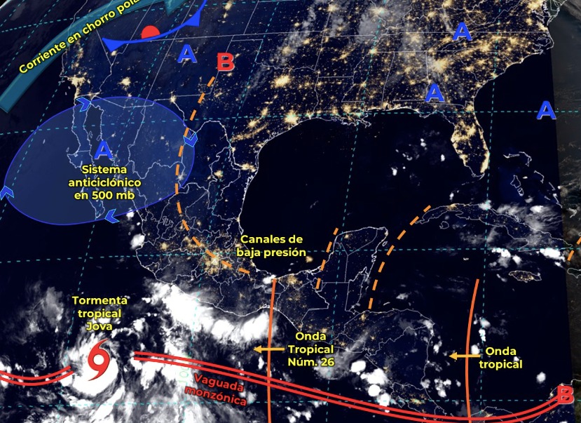 Mapa del Servicio Meteorológico Nacional con sistemas activos