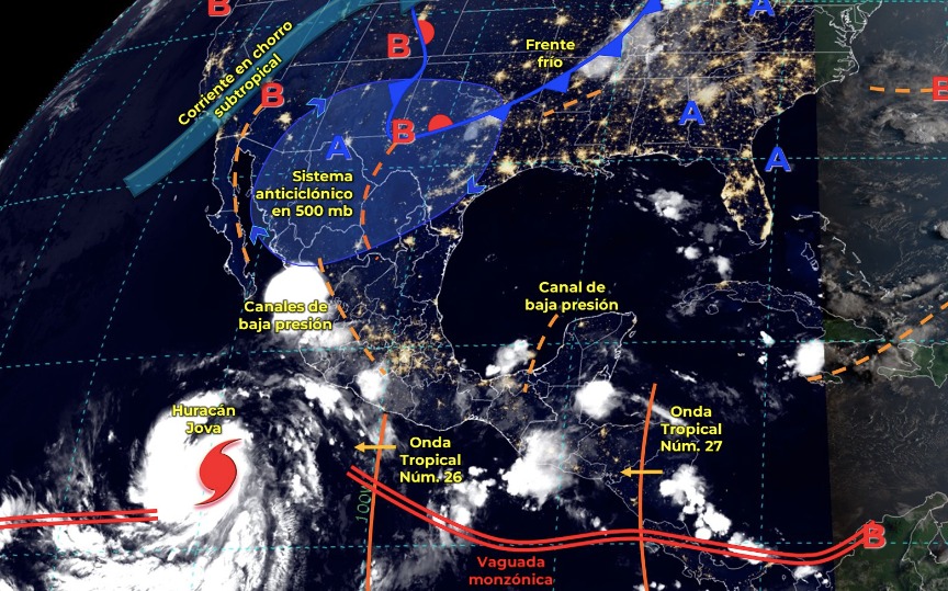 Mapa del Servicio Meteorológico Nacional con sistemas activos
