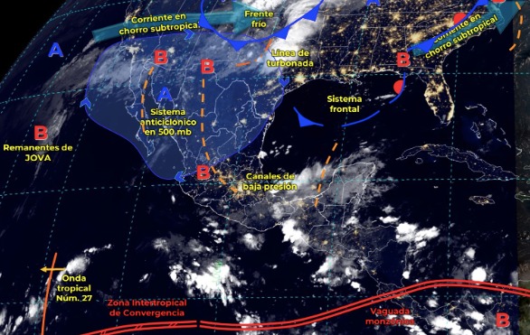 Mapa del Servicio Meteorológico Nacional con sistemas activos