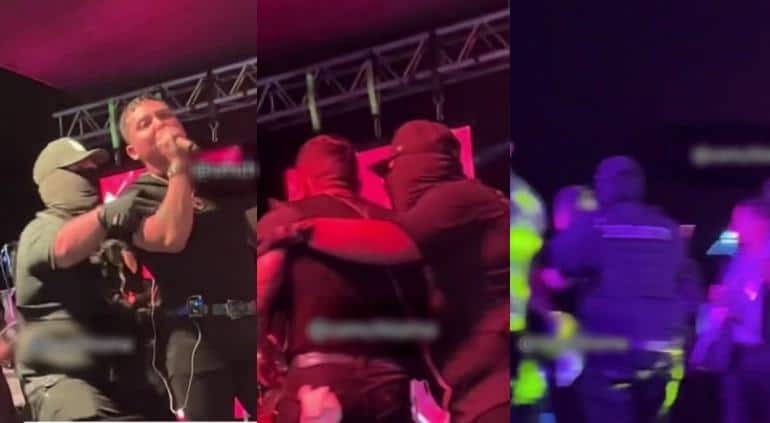 El famoso cantante fue escoltado por su personal de seguridad