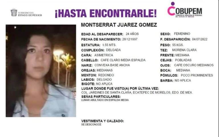 Encuentran sin vida a Montserrat Juárez Gómez; desapareció hace más de un año
