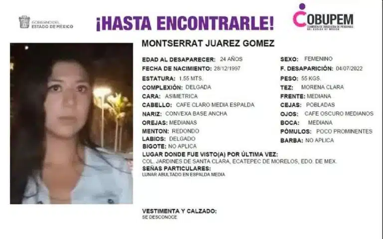 Encuentran sin vida a Montserrat Juárez Gómez; desapareció hace más de un año
